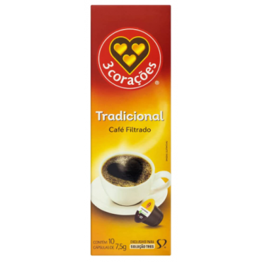 Cápsula de Café Filtrado Clássico 3 Corações 10 Capsulas