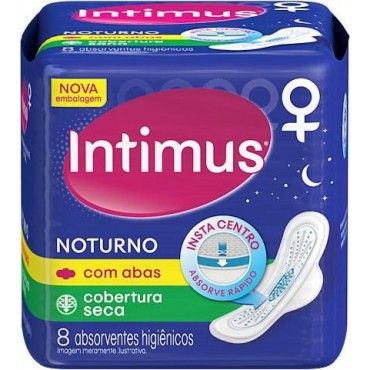 Absorventes Intimus Gel Noturno Seca Com Abas 8und