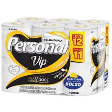 Papel Higiênico PERSONAL VIP 12 Rolos Folha Dupla Neutro 20m