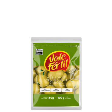 Azeitonas Verdes Com Caroço Vale Fértil Sachê 100g