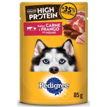 Sachê Pedigree Adulto High Protein Carne e Frango ao Molho 85g