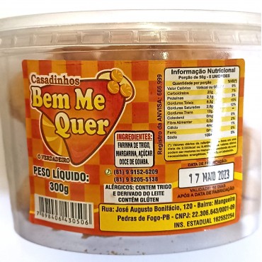 Biscoito Amanteigado Casadinhos Coração Bem Me Quer 300g