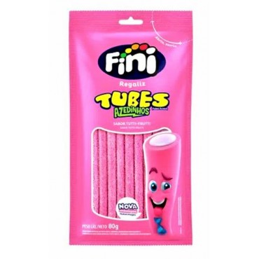 Bala De Gelatina Fini Tubes Azedinhos Sabor Tutti-Frutti 80g