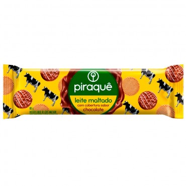 Biscoito Piraquê Leite Maltado Cobertura Chocolate 80g