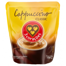 Cappuccino Solúvel 3 Corações Classic Sachê 100g 