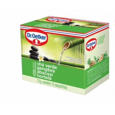 Chá Misto Verde, Gengibre, Abacaxi e Hortelã Dr. Oetker 15g