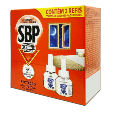 Inseticida SBP Elétrico Liquido 45 Noites 2 Refis 
