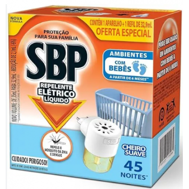 Inseticida SBP Elétrico Liquido 45 Noites Refil + Aparelho