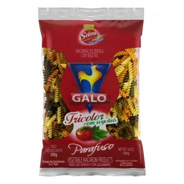 Macarrão Parafuso Tricolor Galo 500g