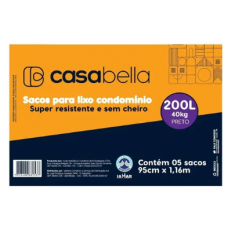 Saco de Lixo Casabella Condomínio Preto 200L